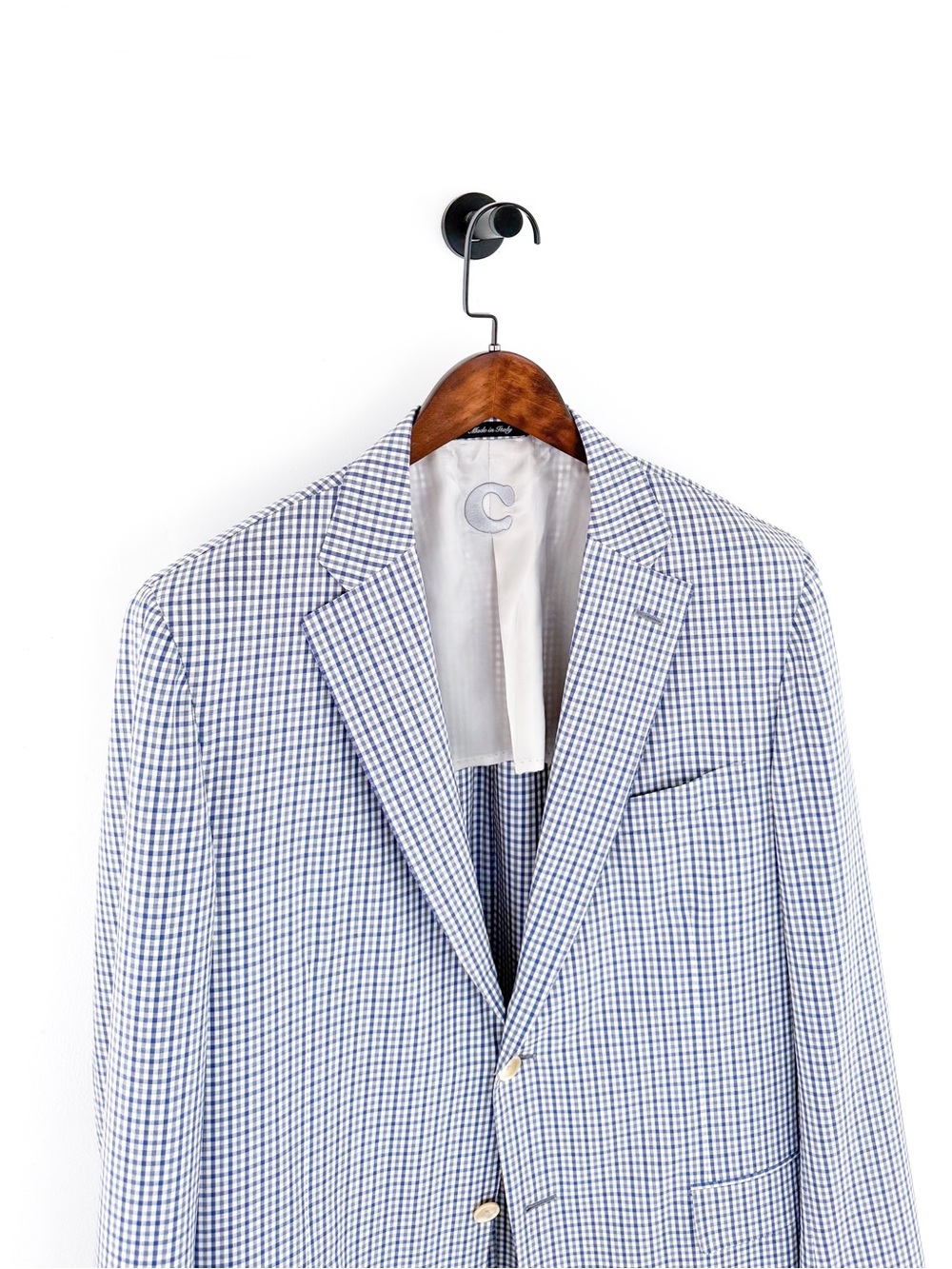 NEW Caruso Classic Men's Italian Wool Blue Check Blazer Sport Coat 46L - Picture 5 of 16